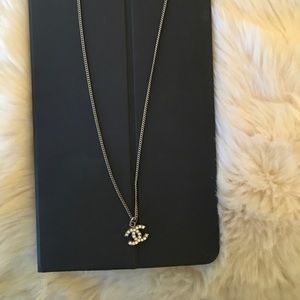 Chanel AUTHENTIC crystal cc logo necklace